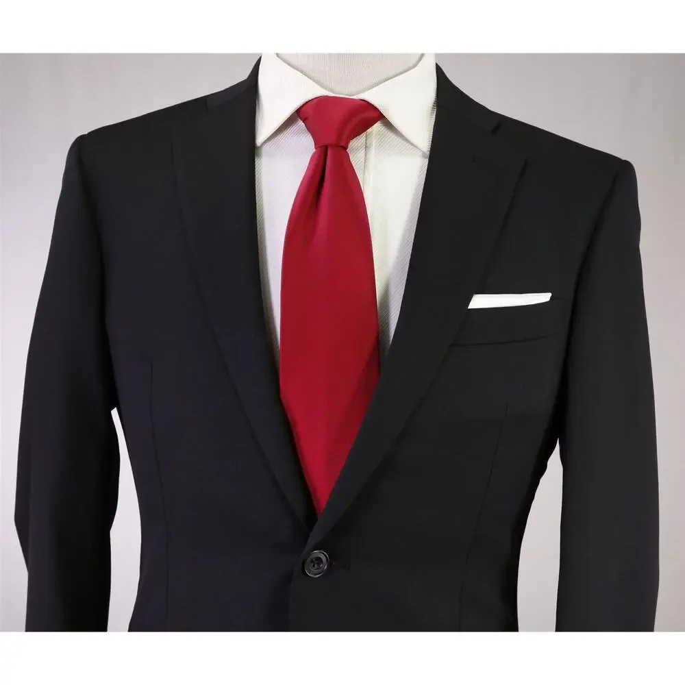 Richard James Savile Row Solid Black 2-Btn Modern Fit Wool Suit 36S